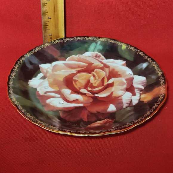 Bradford Exchange Crystal Petals Dazzling Dewdrops Michael Gerry Decorative Plat - Picture 9 of 9